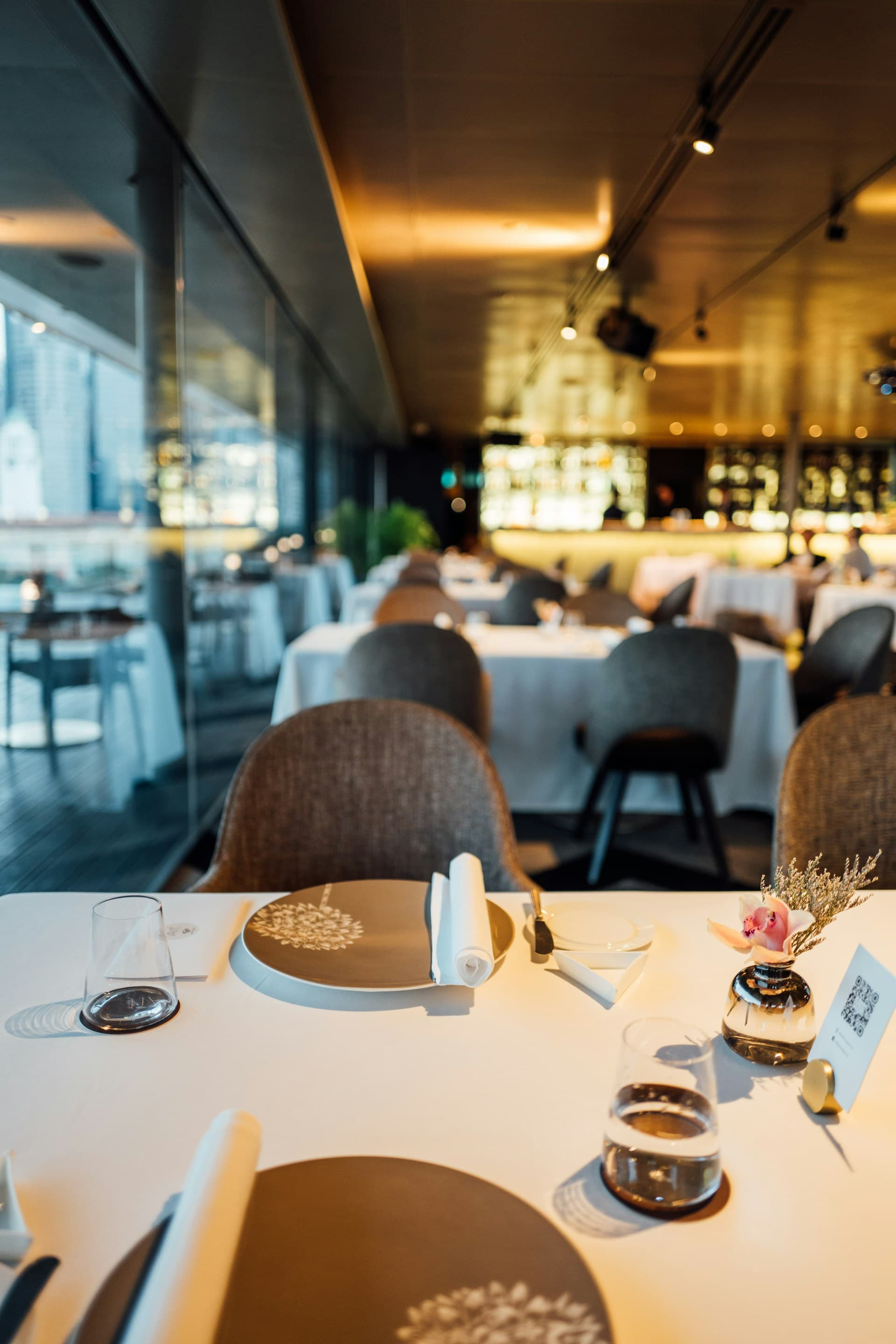 Cafe table setup with QR ordering